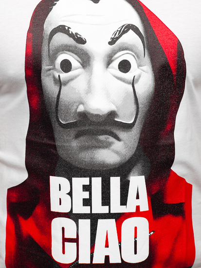 T-shirt con stampa da uomo bianca Bolf 192410