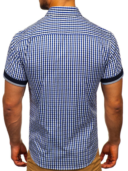Camicia a scacchi a manica corta da uomo bluette Bolf 4510