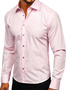 Camicia elegante da uomo rosa a maniche lunghe Bolf 1703