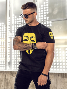 T-shirt con stampa da uomo nera Bolf 14400A