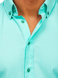 Camicia elegante a maniche lunghe da uomo azzurro turquesa claro Bolf 5821-1