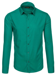 Camicia elegante da uomo verde scuro a maniche lunghe Bolf 1703