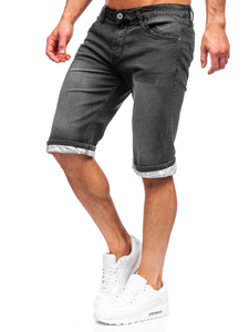 Pantaloncini corti in jeans da uomo neri Bolf K15004-2
