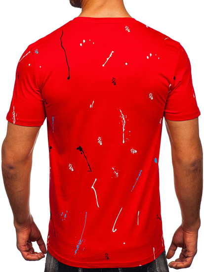 Uomo T-shirt in cotone con stampa Rosso Bolf MPO3443