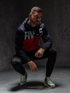 Felpa con stampa con cappuccio da uomo rossa Bolf HY972