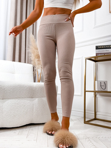 Leggings a costine da donna cappuccino Bolf 020