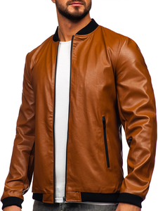 Giacca in pelle tipo bomber da uomo marrone Bolf 6803A