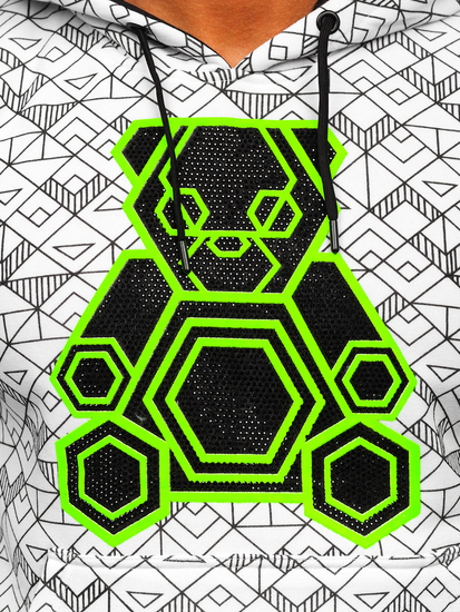 Felpa con applicazione di zirconi con cappuccio da uomo bianca Bolf HM566