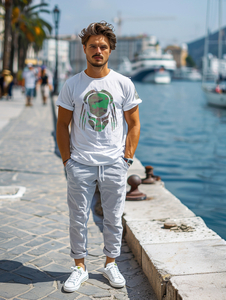 T-shirt da uomo in cotone bianco con stampa Bolf 192379A2