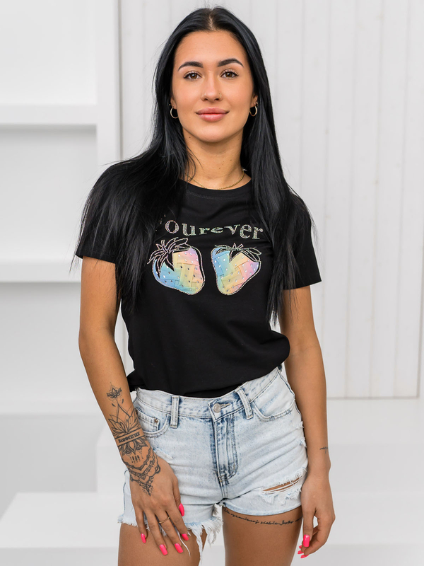 Donna T-shirt stampata Nero Bolf 95T2518