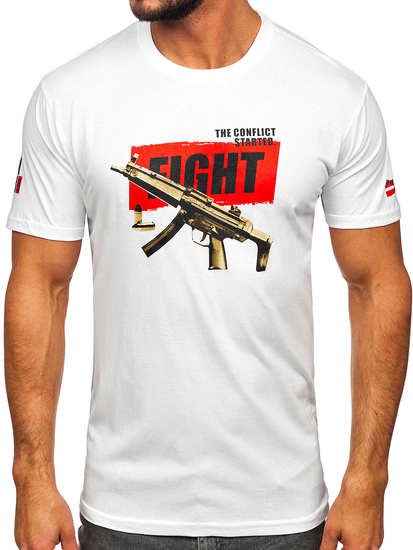 T-shirt in cotone da uomo bianca Bolf 14709