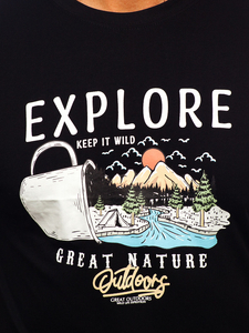 Uomo T-shirt in cotone con stampa Nero Bolf MPO3485