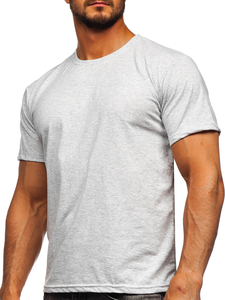T-shirt semplice da uomo in cotone grigio chiaro Bolf 192397