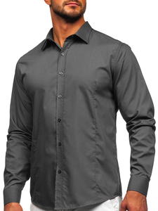 Camicia elegante da uomo a maniche lunghe Bolf 1703, grafite chiaro