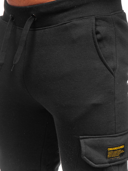Pantaloni jogger tipo cargo da uomo neri Bolf JX8709