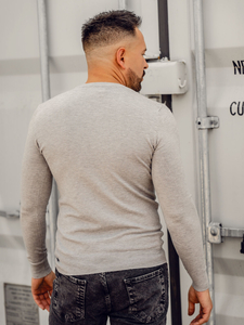 Uomo Maglione con scollo a V Grigio Chiaro Bolf YY03