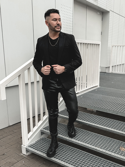 Uomo Giacca elegante Nero Bolf 1652A