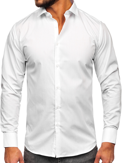 Camicia elegante a manica lunga tipo slim fit da uomo bianca Bolf MS13