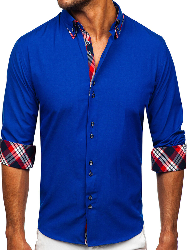 Camicia elegante a manica lunga da uomo bluette Bolf 4704