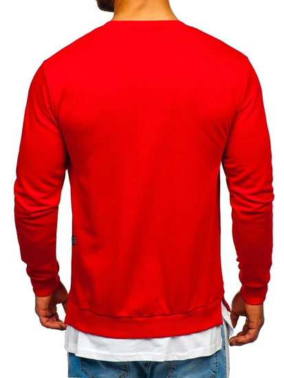 Felpa senza cappuccio e stampa da uomo rosso Bolf 11114