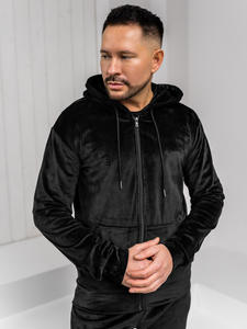 Uomo Completo sportivo in velluto con cappuccio Nero Bolf 8C1538A1