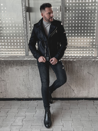 Giacca tipo aviatore mezza stagione da uomo nera 79M15501