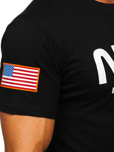 T-shirt in cotone con stampa da uomo nera Bolf 14401