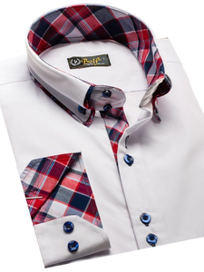 Camicia elegnate a manica lunga da uomo bianca Bolf 2712