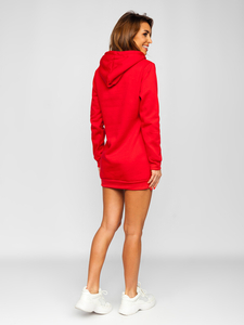 Felpa lunga con cappuccio da donna rossa Bolf YS10003-A