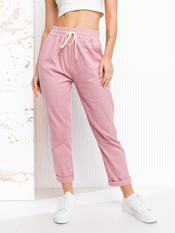 Pantaloni in tessuto da donna rosa Bolf W7832