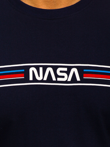 T-shirt in cotone con stampa da uomo blu Bolf 5052