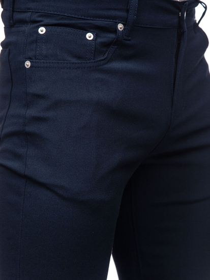 Pantaloni in tessuto tipo chinos da uomo blu Bolf 0004