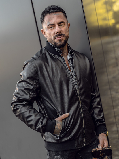 Uomo Giubbotto bomber in pelle Nero Bolf 7110A2