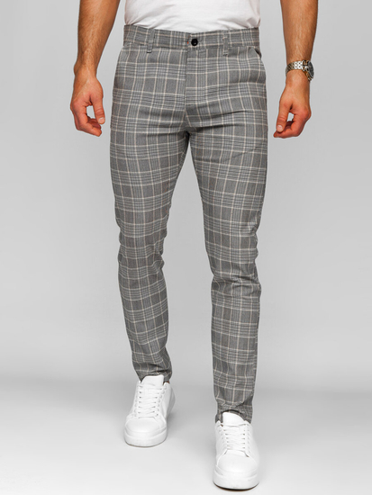 Uomo Pantaloni eleganti a quadri Grigio Bolf 184171