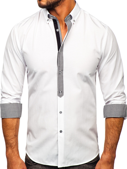 Camicia elegante a maniche lunghe da uomo bianca Bolf 6873-1
