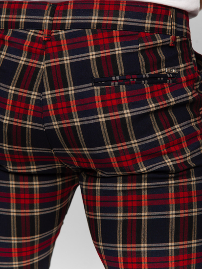 Uomo Pantaloni eleganti a quadri Blu scuro Bolf 184165