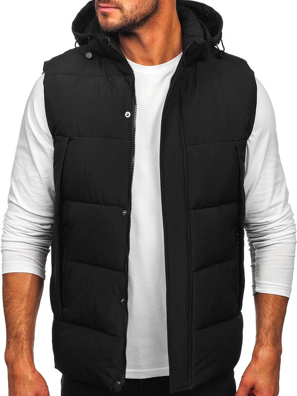 Uomo Gilet con cappuccio spesso Nero Bolf 57M7508