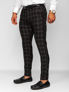 Uomo Pantaloni eleganti a quadri Nero Bolf 0040