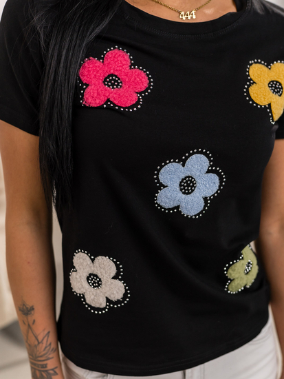 Donna T-shirt stampata Nero Bolf 95T2529