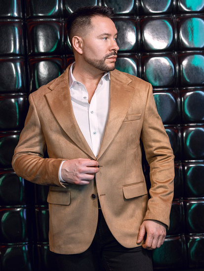 Giacca da uomo in velluto color cammello Bolf 24410