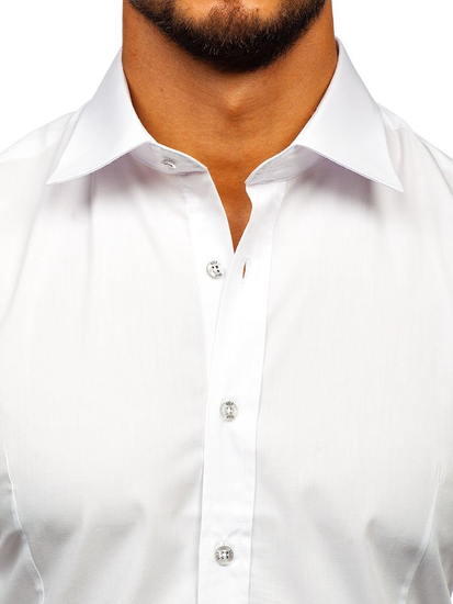 Camicia elegante da uomo bianca a maniche lunghe Bolf 1703
