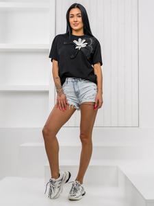 Donna T-shirt stampata Nero Bolf 96T633