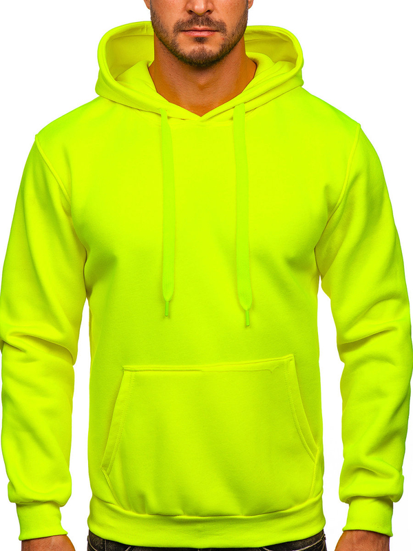 Felpa con cappuccio a canguro da uomo giallo-fluorescente Bolf 1004