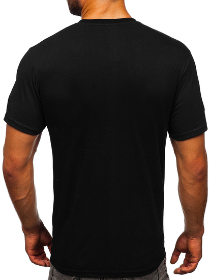 T-shirt da uomo in cotone nero con stampa Bolf KS1997