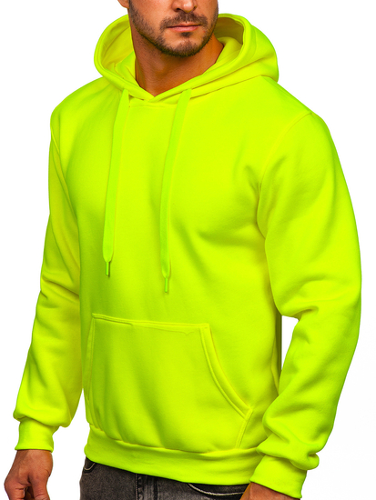 Felpa con cappuccio a canguro da uomo giallo-fluorescente Bolf 1004