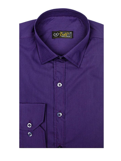 Camicia elegante da uomo viola a maniche lunghe Bolf 1703