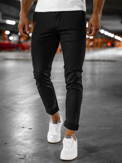 Pantaloni tipo chino da uomo neri Bolf 1146
