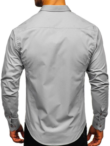 Camicia elegante da uomo grigia a maniche lunghe Bolf 1703