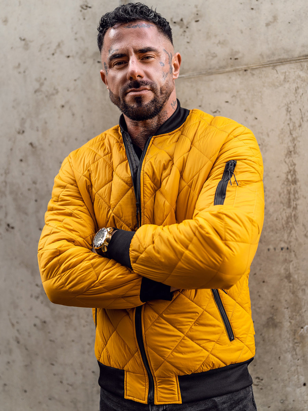 Giacca con trapuntate mezza stagione tipo bomber da uomo cammello Bolf MY-01