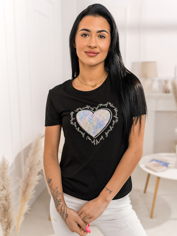 Donna T-shirt stampata Nero Bolf 95T2510